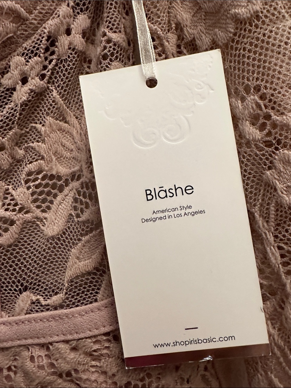 Iris Basic Blush Lace Long-Sleeve Chemise - Picture 2 of 4